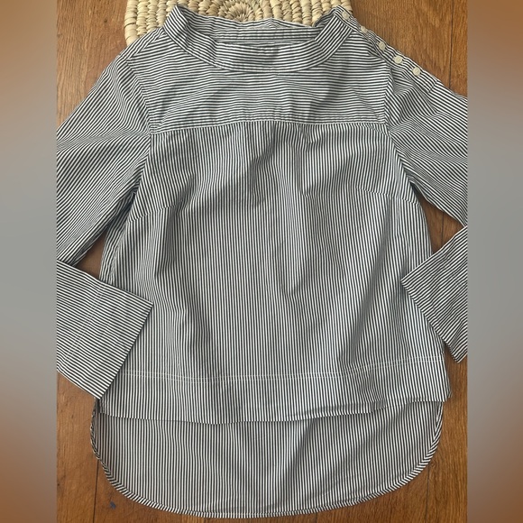 J. Crew Women’s Striped Funnelneck Long Sleeve Blouse - Picture 4 of 10